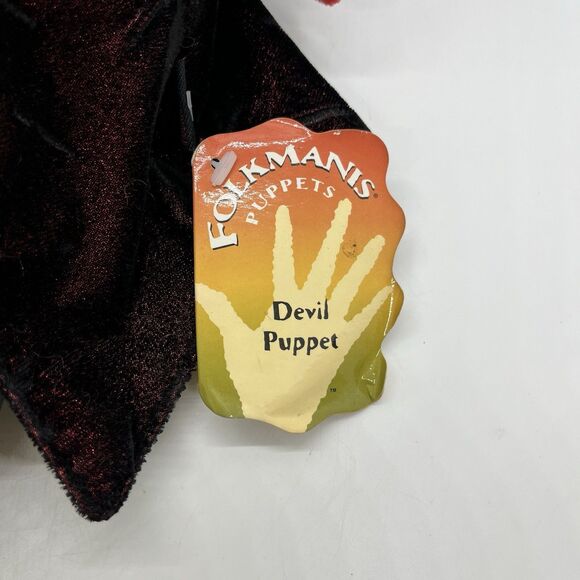 Folkmanis Red Devil Hand Puppet W/ Tags Pitchfork Vintage Halloween - Picture 9 of 13